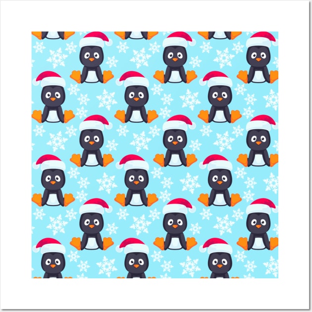 Penguins in Snowy Pattern Wall Art by giantplayful